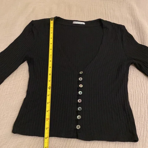 Reformation Gellar Black Ribbed Knit Top. Size S - Picture 5 of 8